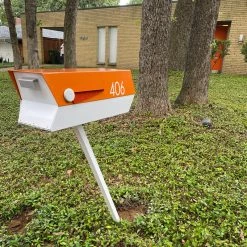 Flash Sale 👏 Modbox USA, Inc. ModboxUSA Mid-Century Modern Curbside Mailbox | Two Tone, Pumpkin And White 💯 -Outdoor Decor Shop 2d41192a016ee662 2654 w800 h800 b0 p0