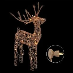 Best deal ⌛ Alpine Corporation 35"H Outdoor Rattan Holiday Reindeer Lawn Decoration With White Halogen Lights 🎁 -Outdoor Decor Shop 2ea113a9036192da 6434 w800 h800 b0 p0
