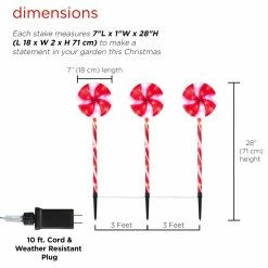 Discount ✔️ Alpine Corporation 28"H Outdoor 🍬 Candy Cane Yard Stakes With Red And White LED Lights (Set Of 3) 🔥 -Outdoor Decor Shop 3ef11f6303641e5e 6453 w800 h800 b1 p0