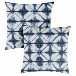 New 𧨠Mozaic Home Sunbrella Carrington Indigo Geometric Outdoor Square Pillow, Set Of 2 π