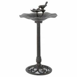 Hot Sale 🌟 GDFStudio GDF Studio Lancaster Outdoor Bronze Aluminum Top Bird Bath With Iron Base 🎁