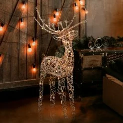 Best deal ⌛ Alpine Corporation 35"H Outdoor Rattan Holiday Reindeer Lawn Decoration With White Halogen Lights 🎁