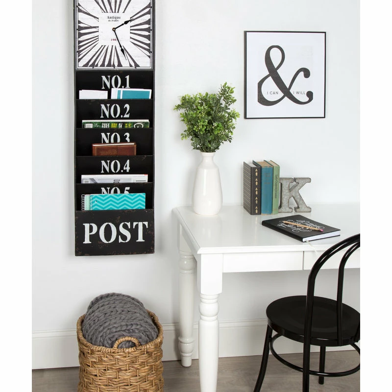 Cheap 🎉 Uniek Kate And Laurel Linch Metal Antique Wall Clock Mail Organizer, Black 💯 5 Cheap 🎉 Uniek Kate And Laurel Linch Metal Antique Wall Clock Mail Organizer, Black 💯 - Image 5