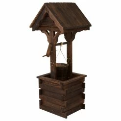 Best Sale 🥰 Shine Company Decorative Wishing Well, Burnt Brown 😍