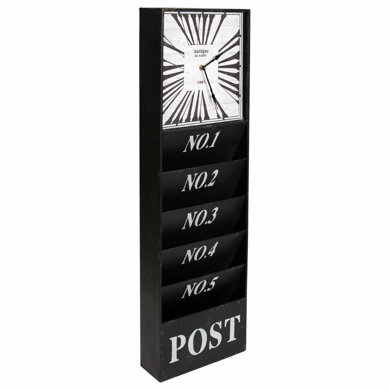 Cheap 🎉 Uniek Kate And Laurel Linch Metal Antique Wall Clock Mail Organizer, Black 💯 2 Cheap 🎉 Uniek Kate And Laurel Linch Metal Antique Wall Clock Mail Organizer, Black 💯 - Image 2