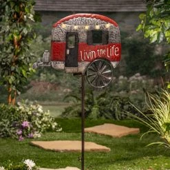 Cheap 💯 Gerson Company 63-In Tall Solar Powered, Rustic Style Metal Camper Yard Stake With Wind Spinner 👏 -Outdoor Decor Shop 7e21996f0e4d6b69 3282 w800 h800 b0 p0