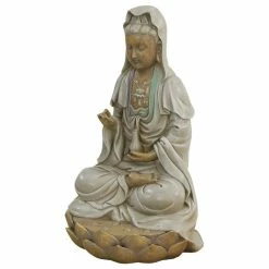 Wholesale 🎁 Design Toscano Goddess Guan Yin Seated On A Lotus Statue 😉