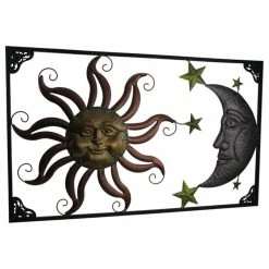 Promo ✨ Zeckos Tri-Tone Celestial Sun Moon And Stars Indoor/Outdoor Metal Wall Art 👏