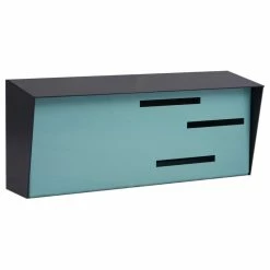 Deals ✔️ Locking Mid Century Modern Mailbox, 2 Tone Black, Robin Egg 😀