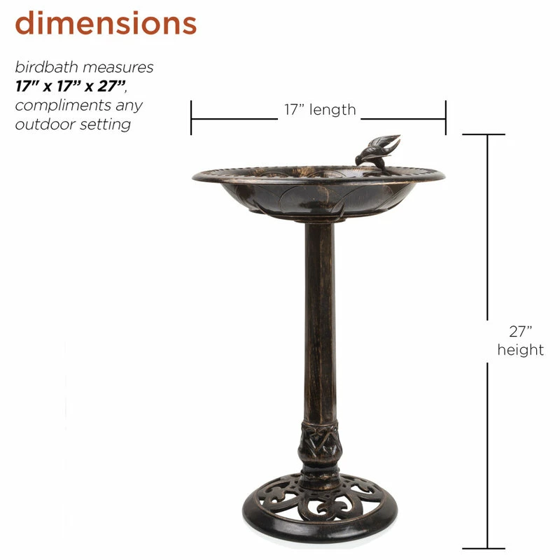 Flash Sale π Alpine Corporation 27" Tall Outdoor Antique Style Bronze Birdbath Bowl With Bird Figurine π 3 Flash Sale π Alpine Corporation 27" Tall Outdoor Antique Style Bronze Birdbath Bowl With Bird Figurine π - Image 3