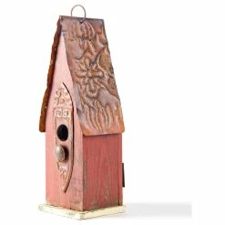 Flash Sale 😍 Glitzhome Rustic Garden Distressed Wooden Birdhouse, Retro Red 🧨