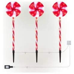 Discount ✔️ Alpine Corporation 28"H Outdoor 🍬 Candy Cane Yard Stakes With Red And White LED Lights (Set Of 3) 🔥 -Outdoor Decor Shop eea10ad501718baf 6453 w800 h800 b1 p0
