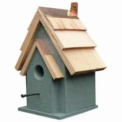 Discount 🎉 Wooden Expression Birdhouses Rustic Cabin Birdhouse, Green 🤩