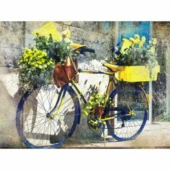 New 🔔 WEST OF THE WIND Blue And Yellow Bike Outdoor Art 🔥