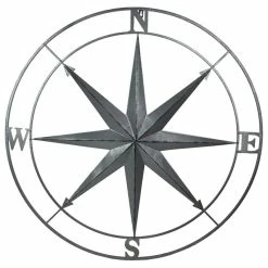 Cheap 🌟 Zeckos Galvanized Zinc Finish Metal Indoor/Outdoor Compass Rose Wall Hanging 36 In. 🧨