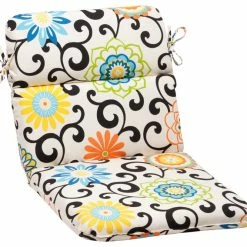 Deals 😀 Pillow Perfect Inc Pom Pom Play Lagoon Rounded Corners Chair Cushion ⭐