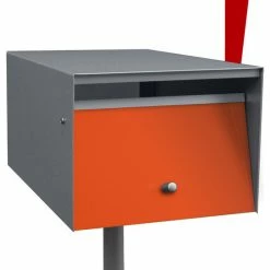 Wholesale 👏 FOS Designs USA Rural Stainless Steel (Casing) Mailbox (No Lock W/Flag), Orange 😀