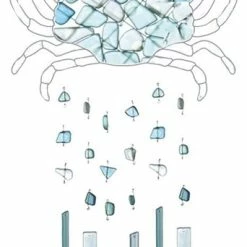 Flash Sale 🧨 Ganz USA LLC Blue And White Sea Glass And Metal Crab Wind Chimes 17.5 Inches 😉