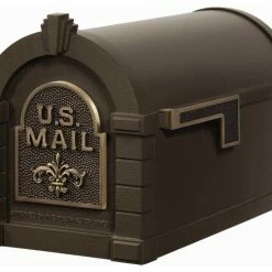 New 👏 Gaines Mfg Keystone Curbside Bronze Mailbox, Antique Bronze, Fleur-De-Lis 🥰