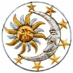 Best Pirce 🔔 Zeckos Celestial Sun Moon And Stars Indoor Outdoor 17 Inch Metal Wall Hanging Sculptur ❤️
