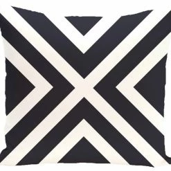 Best Sale 🎁 E By Design "x" Marks The Spot Stripes Print Outdoor Pillow, Bewitching, 18"x18" 💯