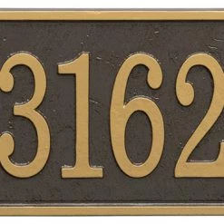 Buy 👏 WHITEHALL Address Sign House Number Plaque, Rectangle - Bronze/Gold 😍